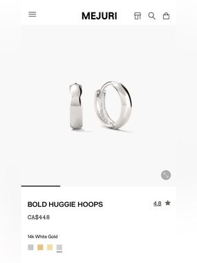MEJURI 14K WHITE GOLD BOLD HUGGIE HOOPS